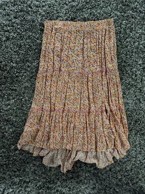 Democracy Floral Tiered High-Low Skirt - Pink, Yellow